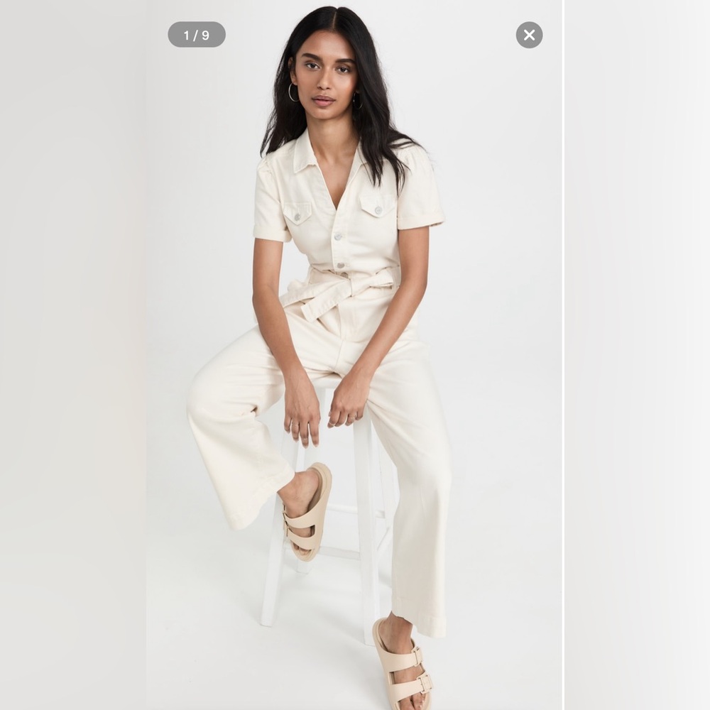 PAIGE Anessa Puff Sleeve Jumpsuit in Quartz Sand